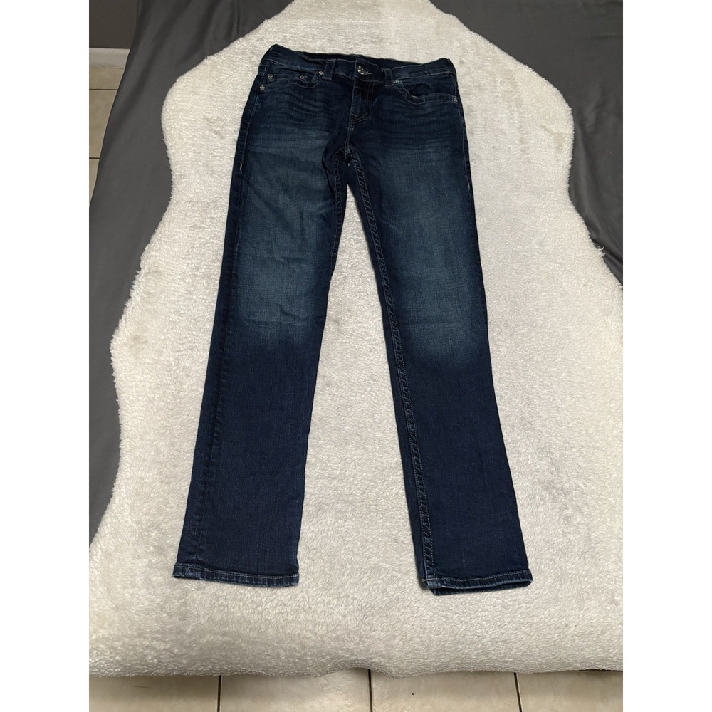 True Religion Men's Rocco Relaxed Slim Dark Wash Jeans Size 32x33 Pants Stretch
